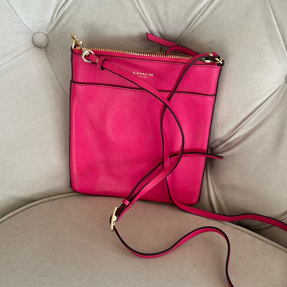 Coach cross body pink bag. 
8 by 8